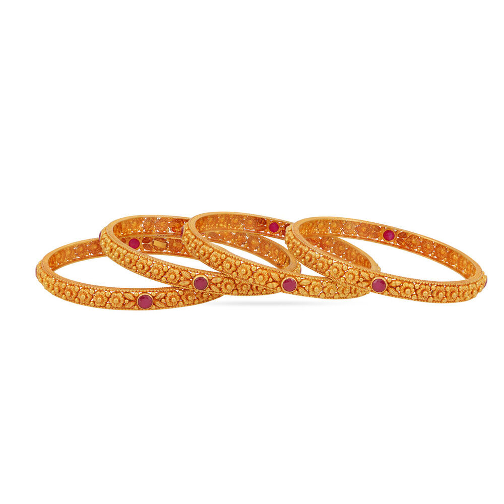 Buy 22 Karat Gold Bangles with Pink Gemstones at Best Price Tanishq US