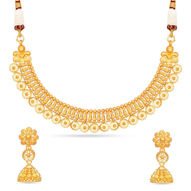 Tanishq 22 Karat Gold Necklace Set for Women 