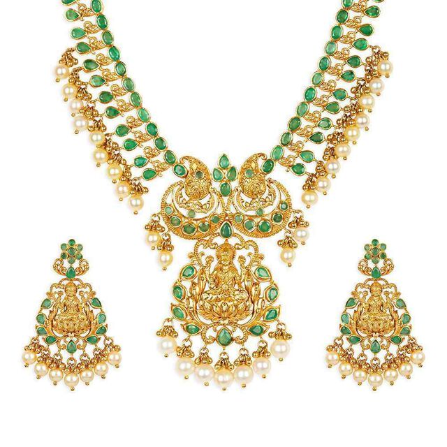Tanishq 22KT Gold Neckwear with Earrings for Women 