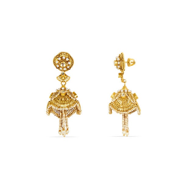 Tanishq 22KT Glass Kundan Neckwear & Earring Set for Women 5