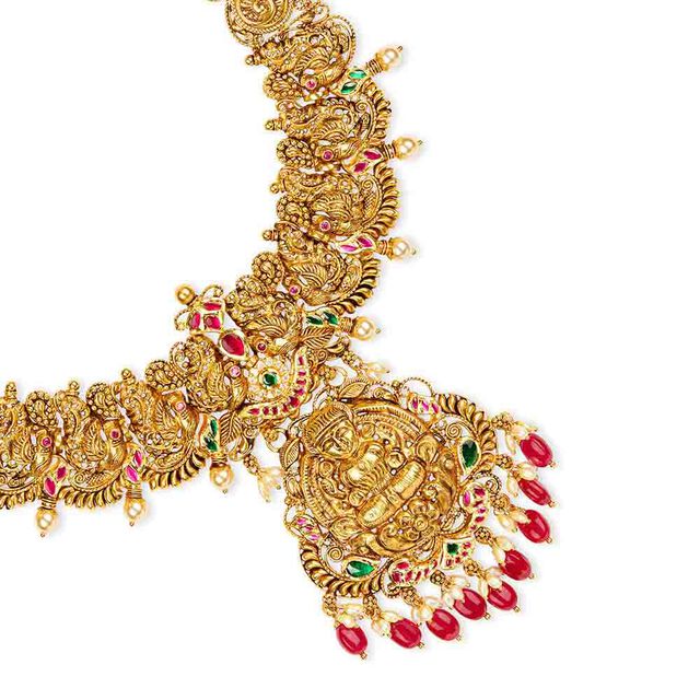 Tanishq 22KT Glass Kundan Necklace for Women 4