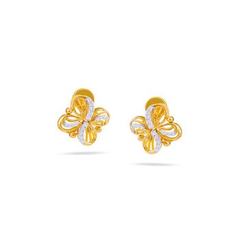 Butterfly-Inspired Diamond Earrings in 18K Yellow Gold for Women