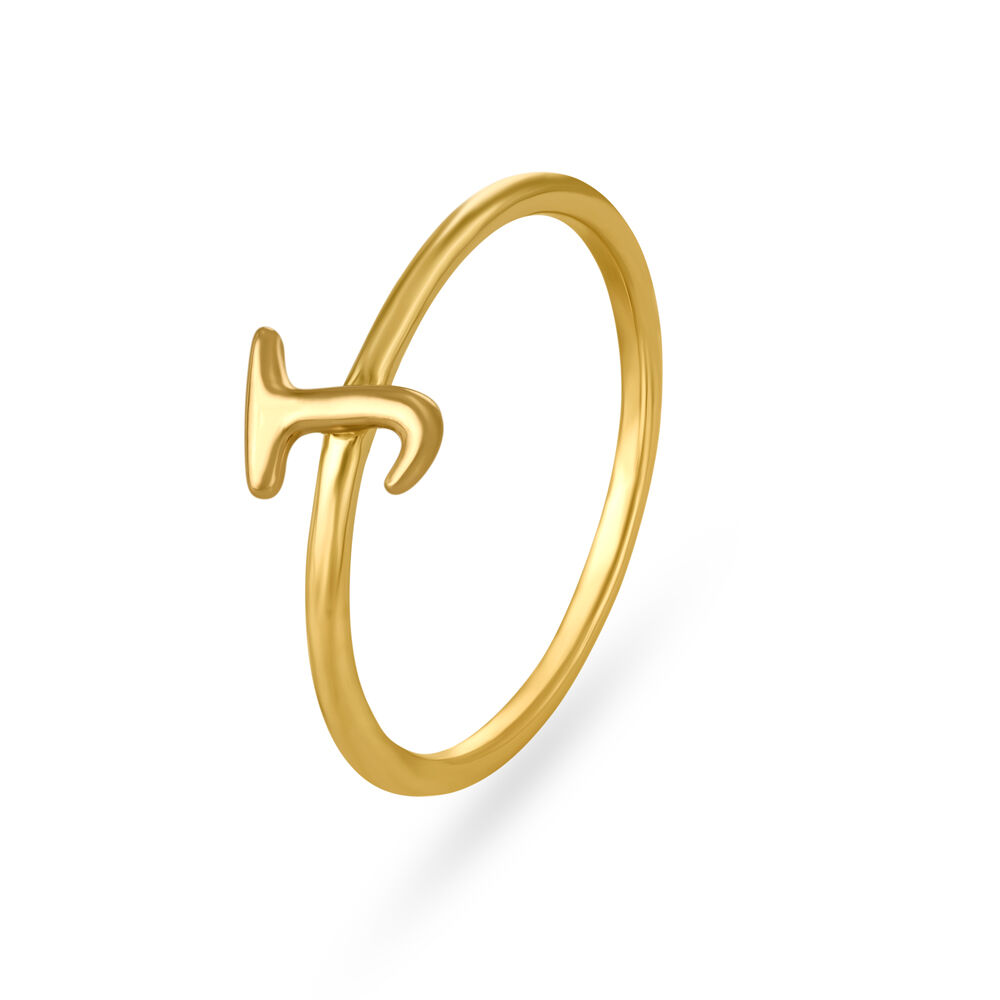 Buy Letter J 18KT Yellow Gold Initial Ring at Best Price Tanishq UAE