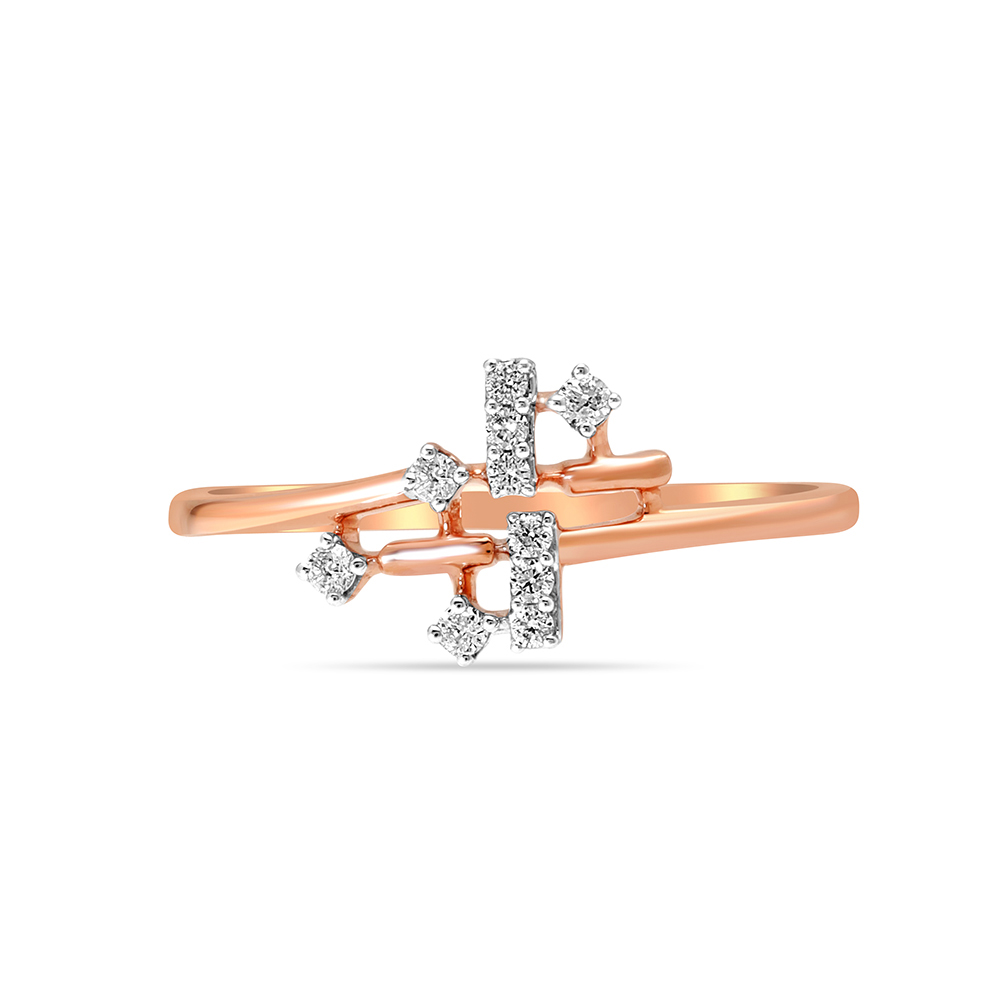 Buy 18Kt Rose Gold Linear Glam Diamond Finger Ring at Best Price ...