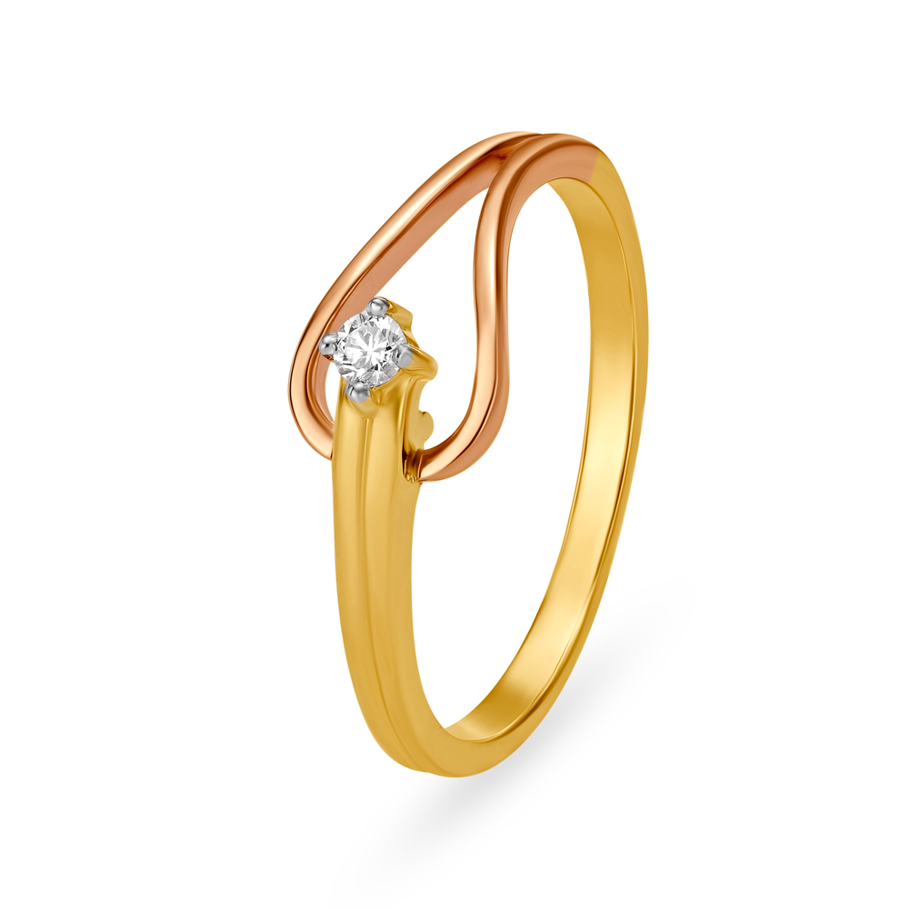 Buy Sleek Gold and Diamond Finger Ring at Best Price | Tanishq UAE