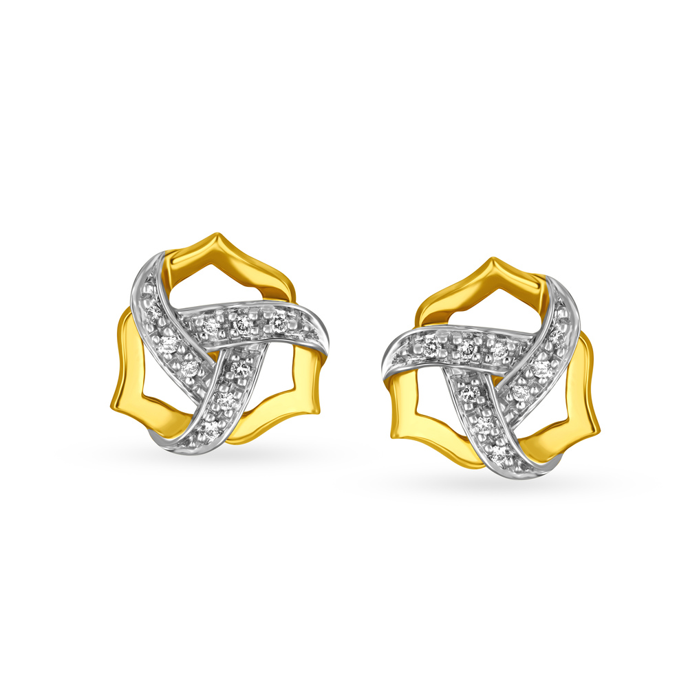 Buy Mia by Tanishq 18KT Yellow Gold Diamond Stud Earrings with Floral ...