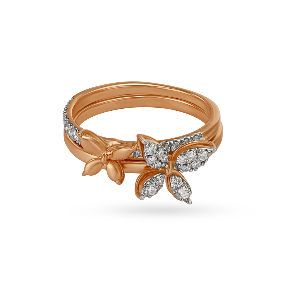 Buy Butterfly Rose Gold and Diamond Finger Ring at Best Price | Tanishq UAE
