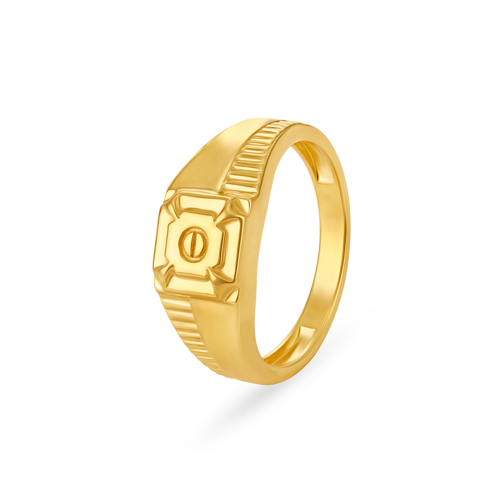 Buy Geometric Alluring Gold Ring for Men at Best Price | Tanishq UAE