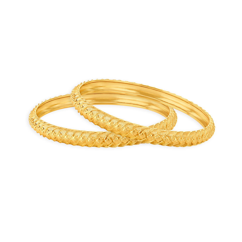 Tangles Gold Buy Textured Gold Bangles at Best Price | Tanishq UAE