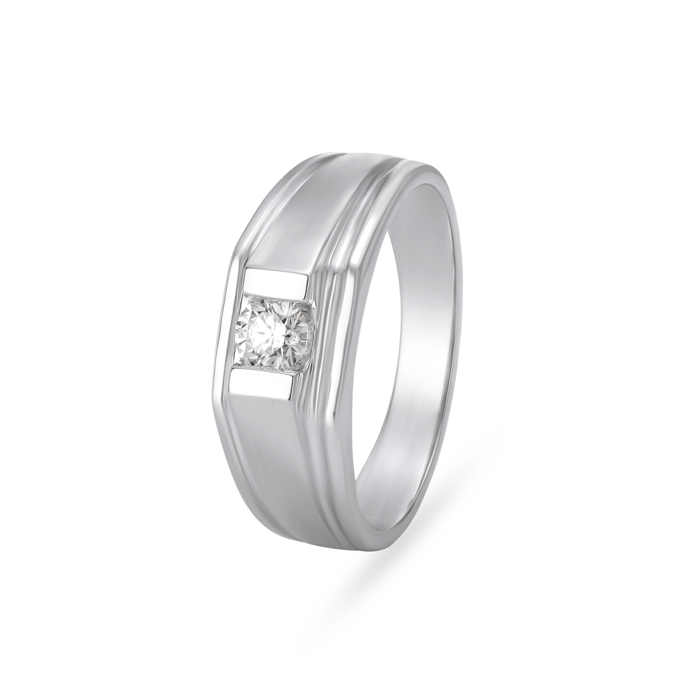 Elegance Defined Platinum Solitaire Finger Ring for Men