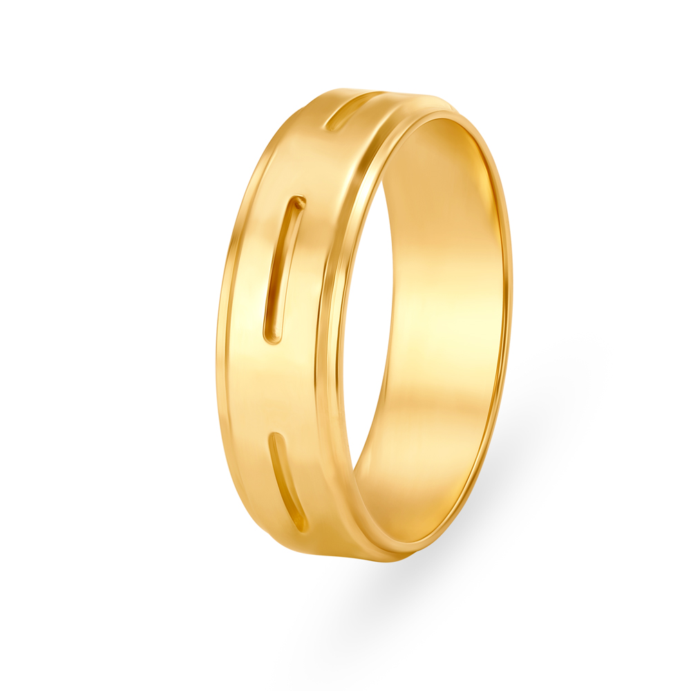 Buy Trendy 22 Karat Yellow Gold Line Patterned Finger Ring at Best ...