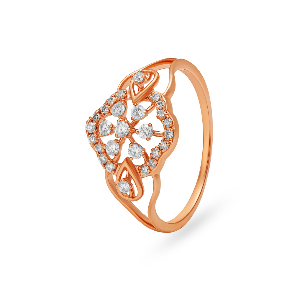 Buy Bright Diamond and Rose Gold Finger Ring at Best Price | Tanishq UAE