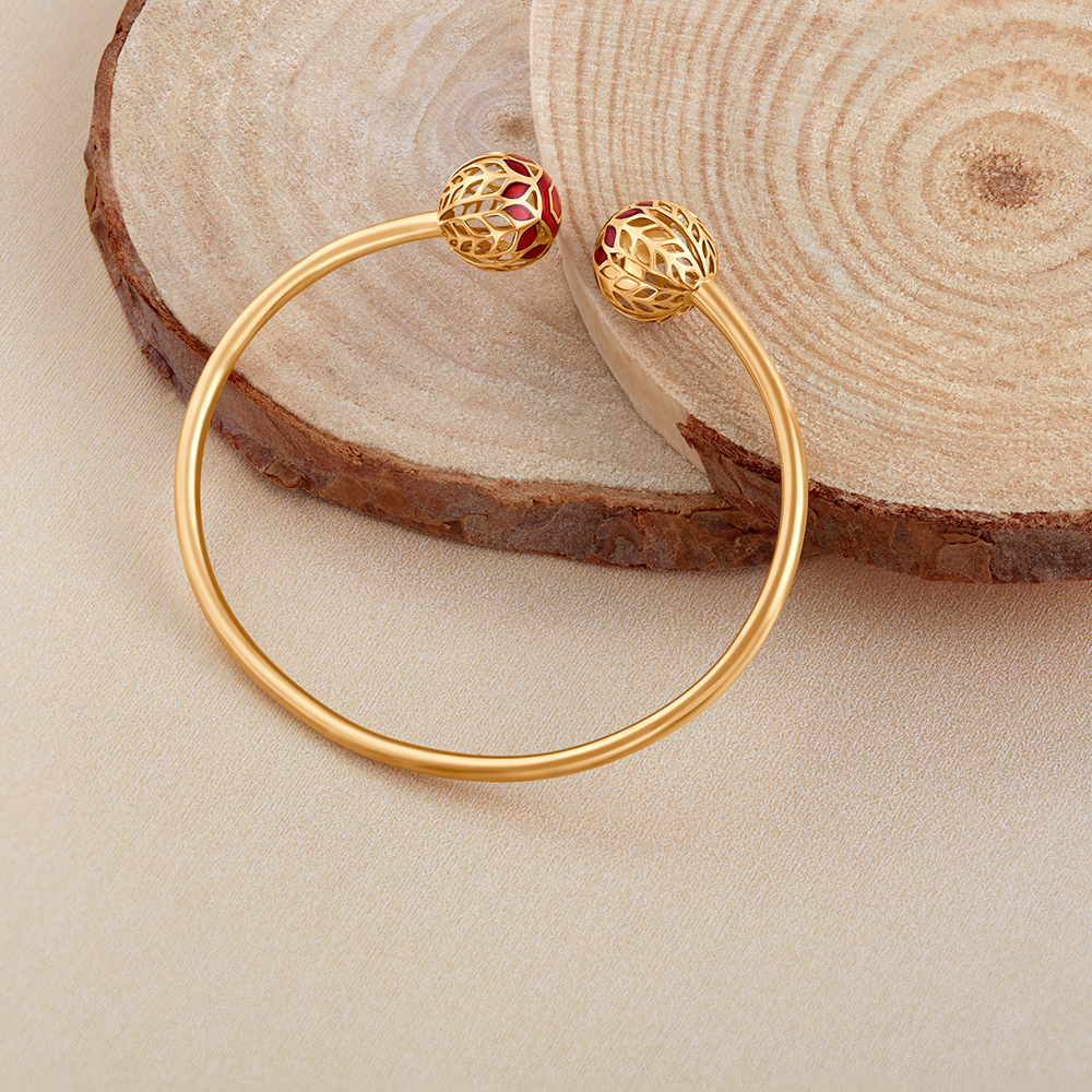 Buy Floral Gold Beaded Mesh Bangle At Best Price Tanishq UAE