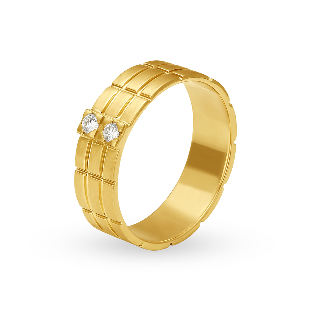 Buy Suave 18 Karat Yellow Gold And Diamond Block Ring at Best Price ...