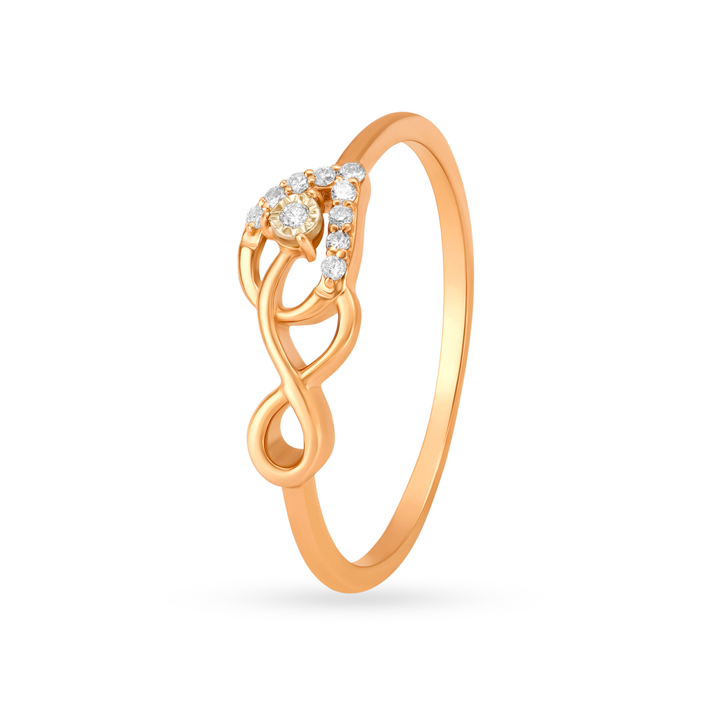 Buy Leafy 18 Karat Rose Gold And Diamond Finger Ring at Best Price ...