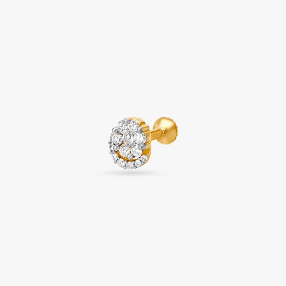 Buy Evergreen Gold and Diamond Nose Pin at Best Price Tanishq UAE