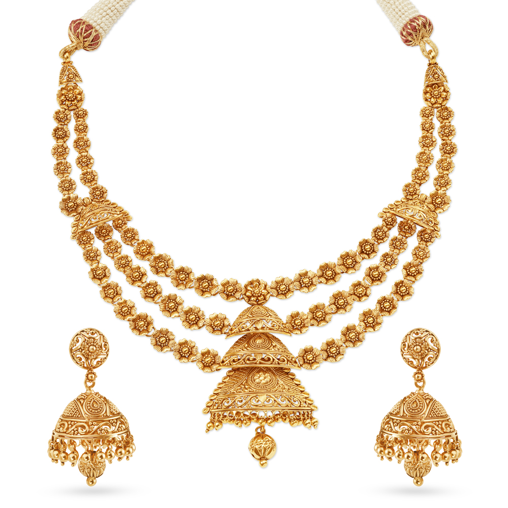 Buy Royal Gold Neckwear Set Perfect for Any Bride at Best Price