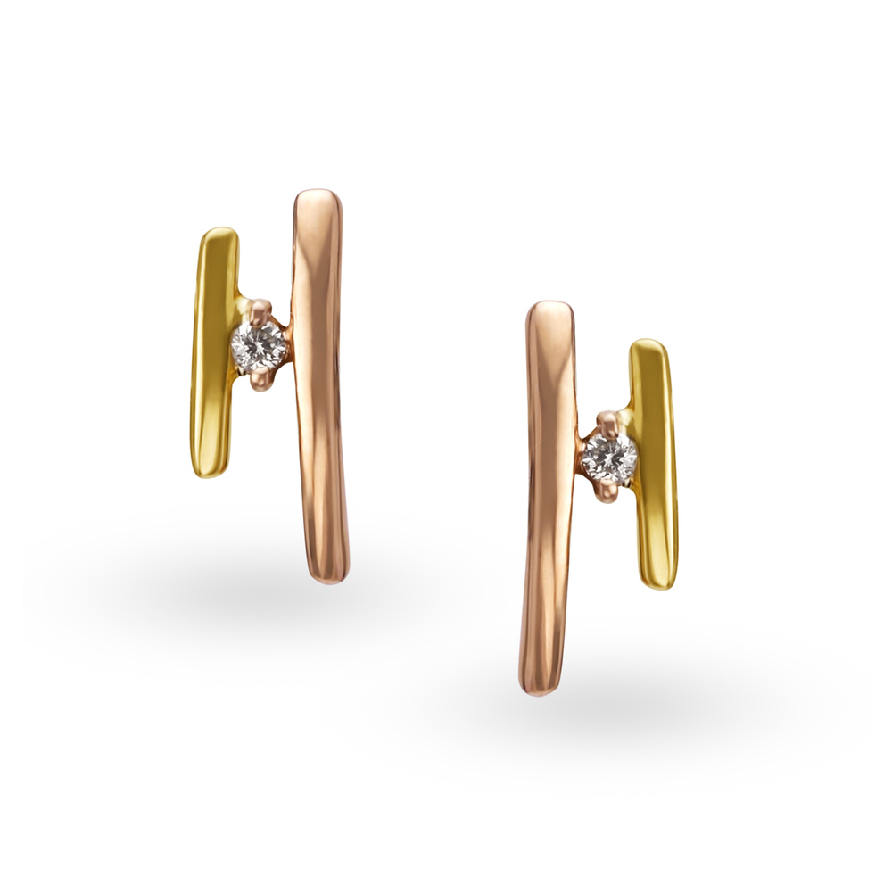 Buy Mia by Tanishq 18KT Yellow & Rose Gold Diamond Stud Earrings at ...