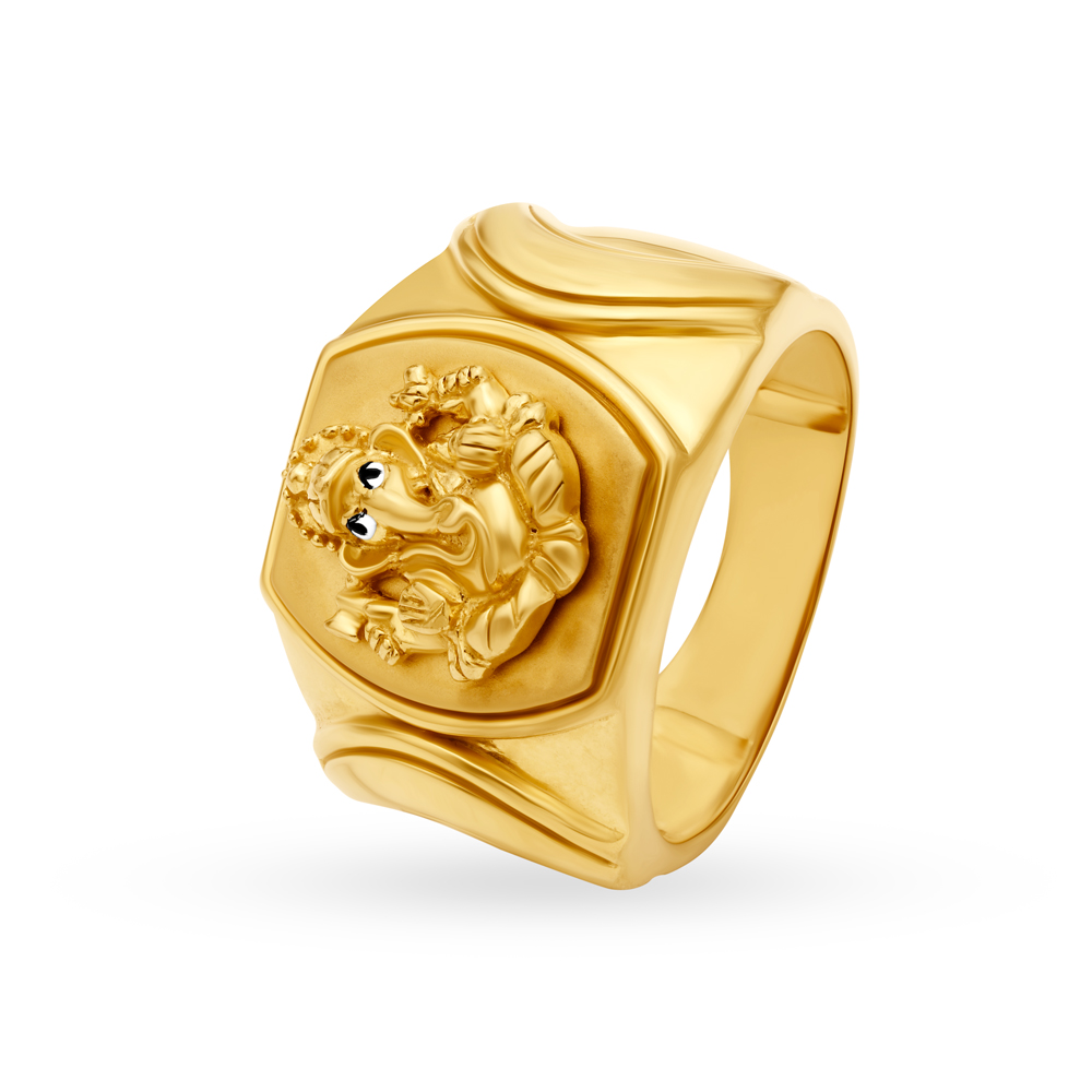Buy Venerated 22 Karat Yellow Gold Ganesha Finger Ring at Best Price ...