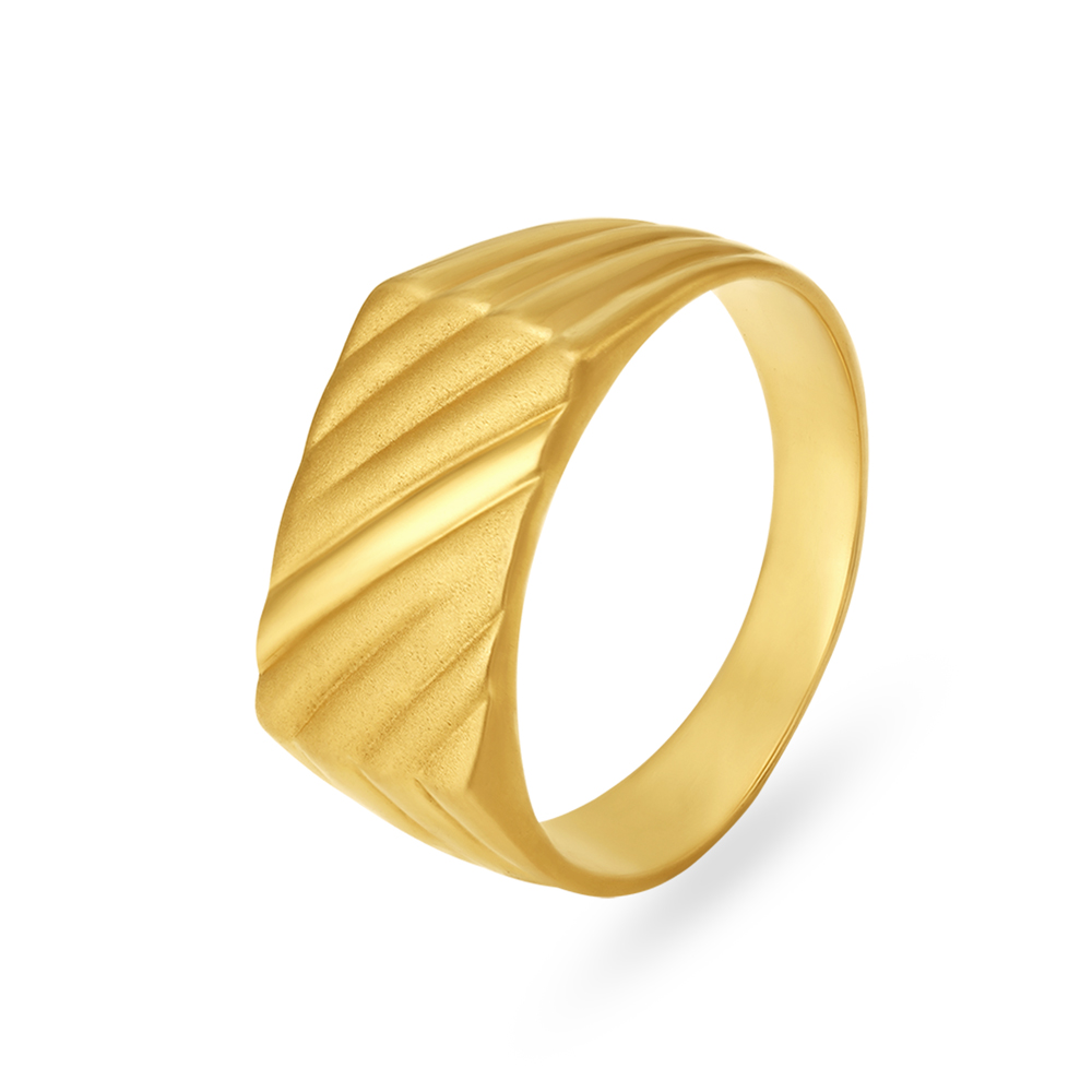 Buy Intriguing 22 Karat Yellow Gold Ridged Pattern Finger Ring at Best ...