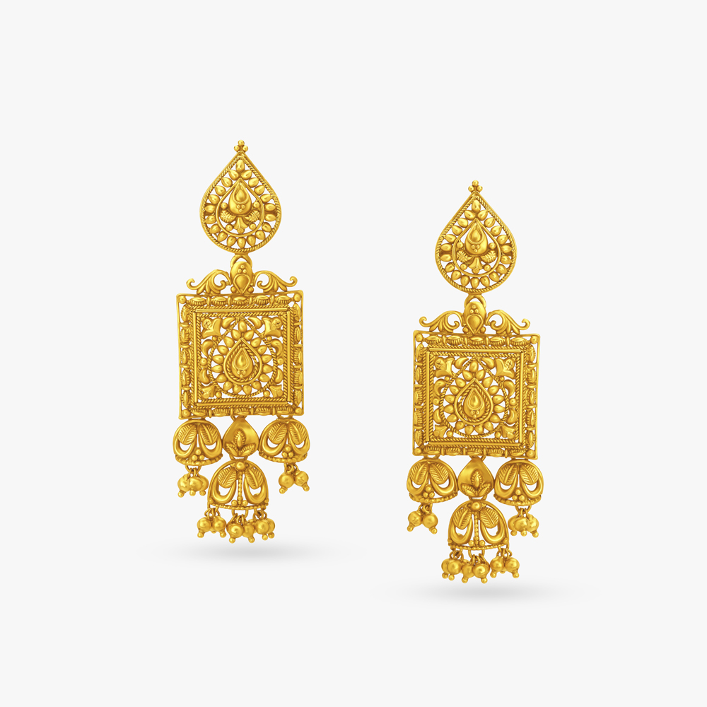 Buy Square Shape Filigree Drop Earrings at Best Price Tanishq UAE