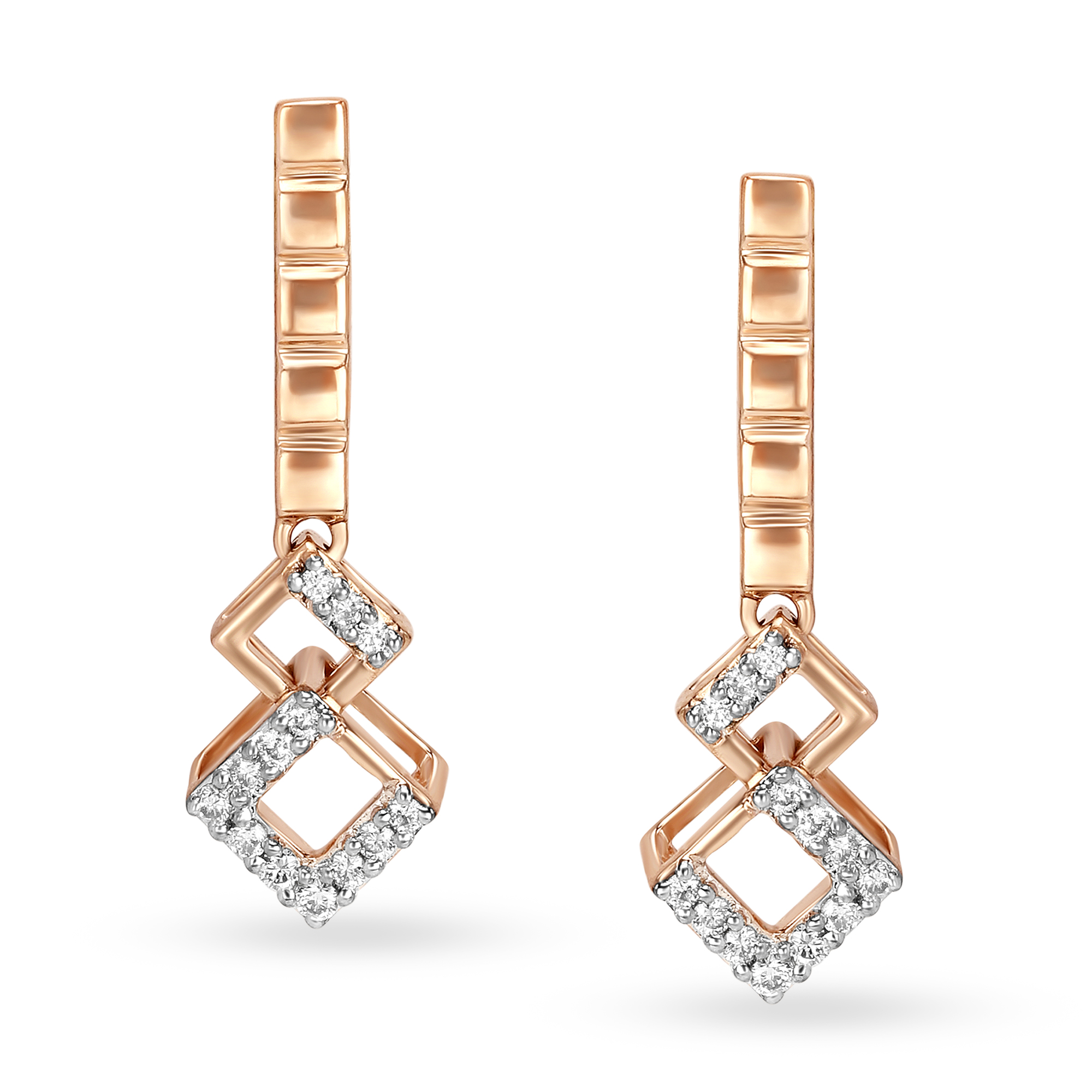 Buy Mia by Tanishq 18KT Rose Gold Diamond Drop Earrings at Best Price ...