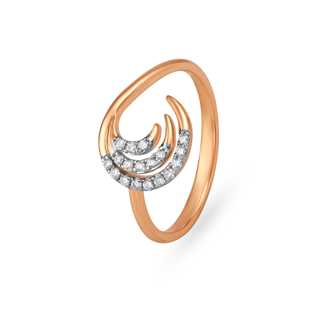 Buy 18kt Rose Gold Wave-style Finger Ring at Best Price | Tanishq UAE