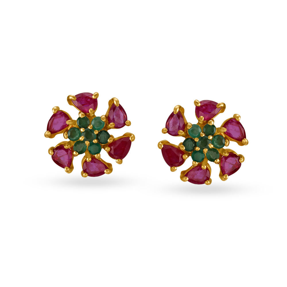 Tanishq ruby online diamond earrings