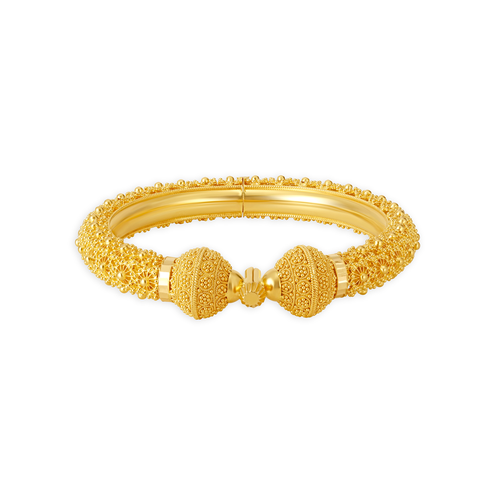 Buy Striking Intricate Floral Gold Bangle at Best Price | Tanishq UAE