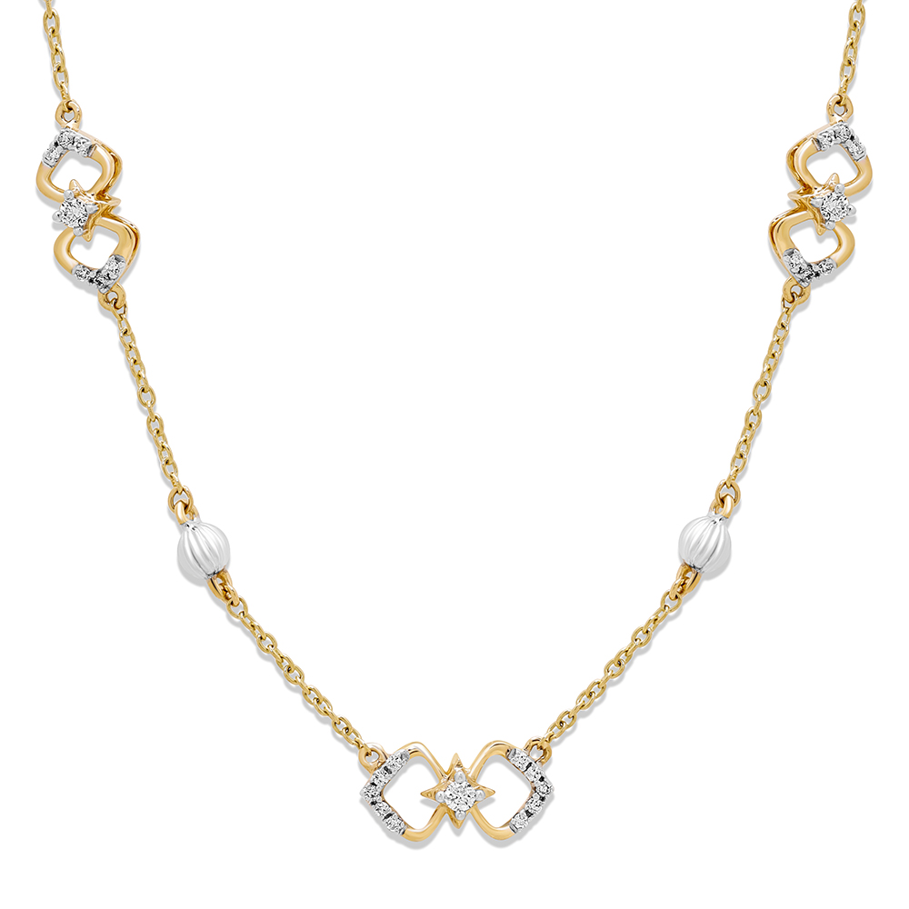 Buy 18Kt Yellow Gold Chic Interlock Diamond Necklace at Best Price ...