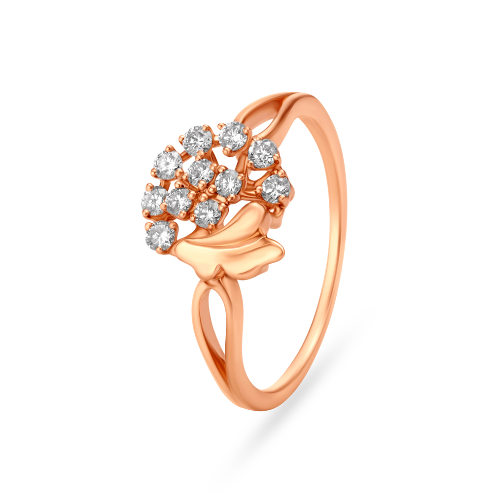 Buy Bold Floral Rose Gold Finger Ring at Best Price | Tanishq UAE