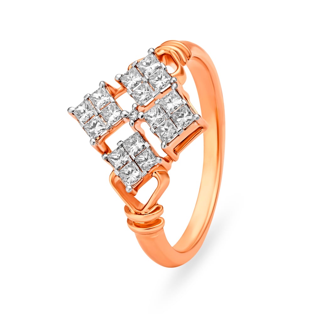 Buy Geometric Rose Gold and Diamond Finger Ring at Best Price | Tanishq UAE