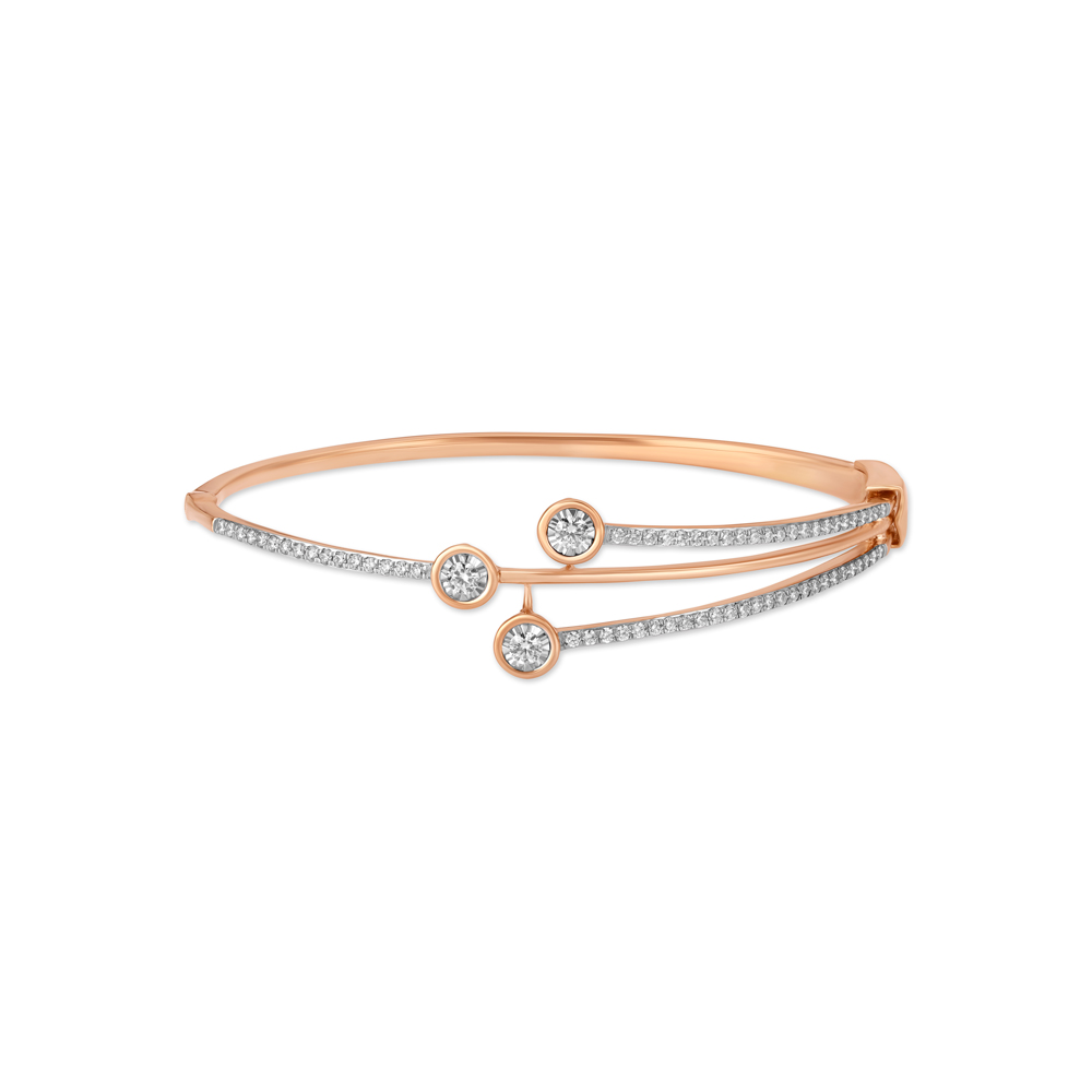 Buy Sleek Geometric Rose Gold and Diamond Bangle at Best Price ...