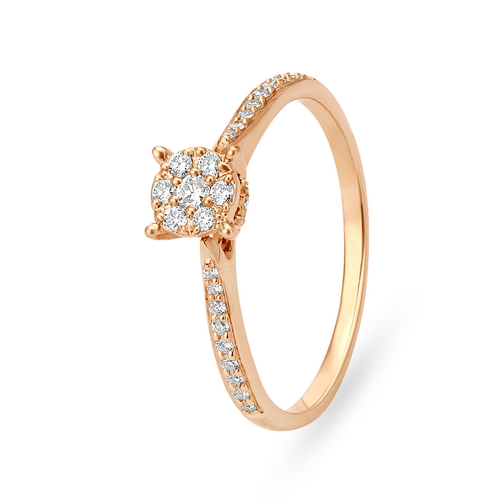 Buy Alluring 18 Karat Rose Gold And Diamond Cluster Finger Ring at Best ...